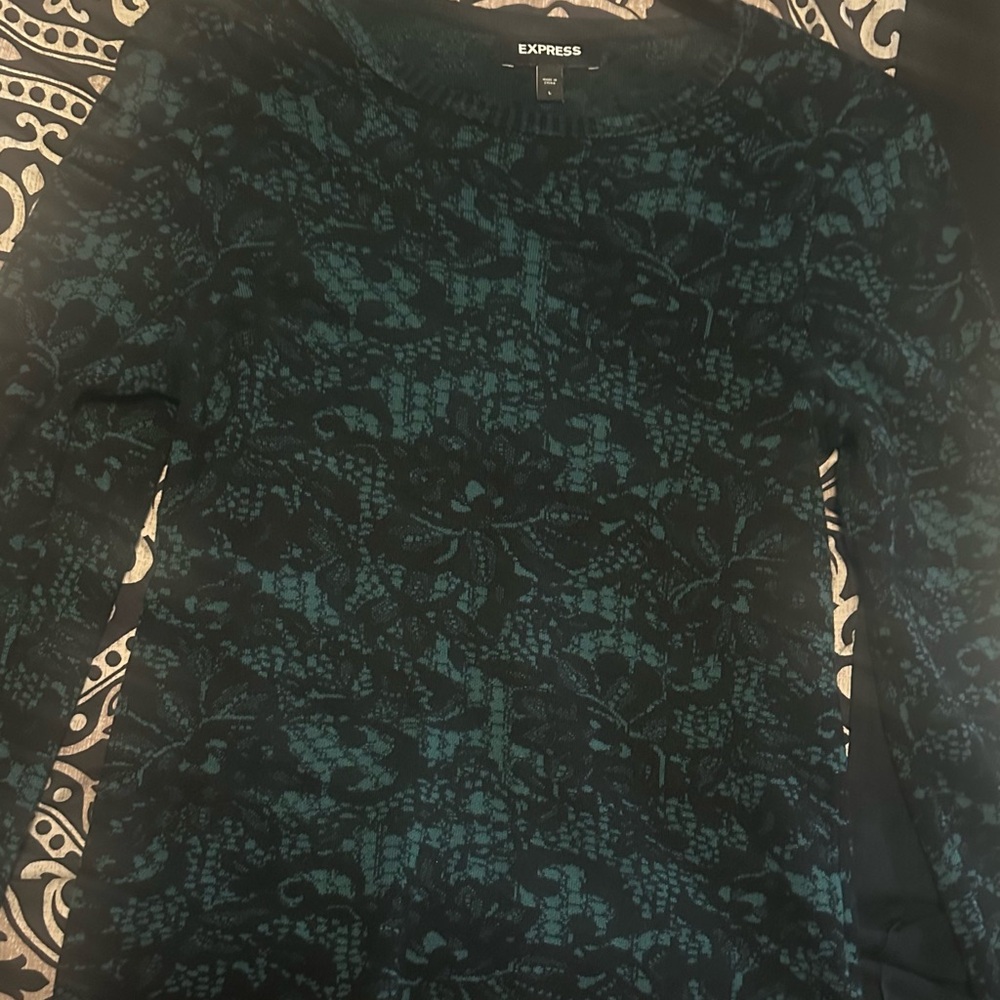 Express Blue and Black Blouse